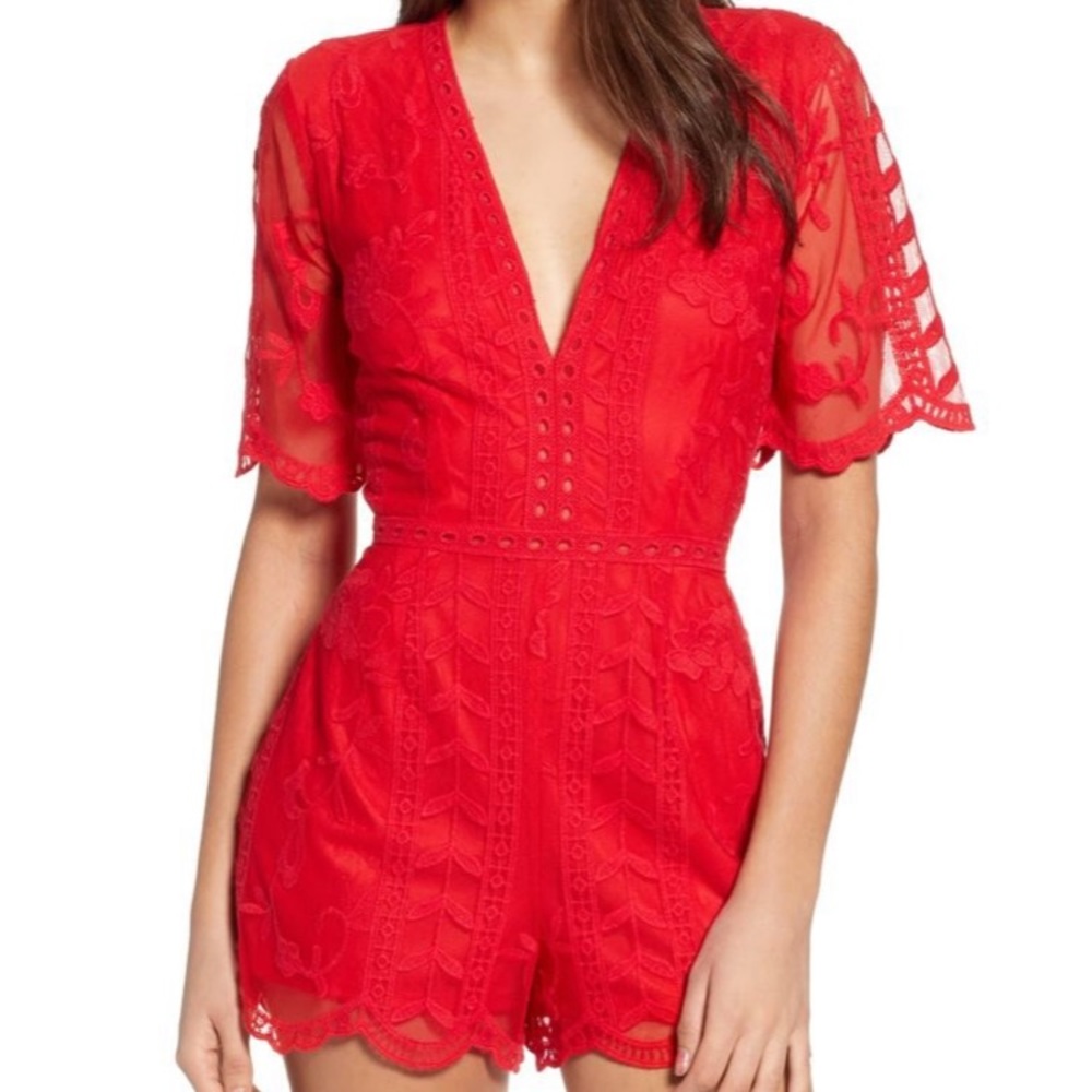 Red Lace Romper